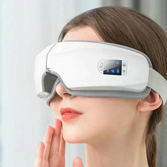 Relieve eye strain with the 4D Smart Eye Massager for ultimate relaxation. Beautycom.  